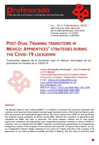 (2022) Post-dual Training Transitions in Mexico: Apprentices’ strategies during the COVID-19 Lockdown.