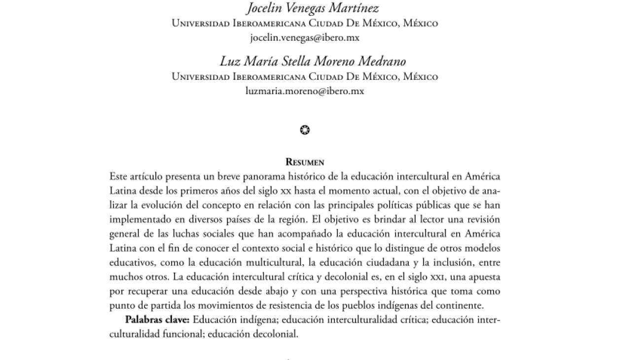 Breve panorama historico de la educacion intercultural en America Latina