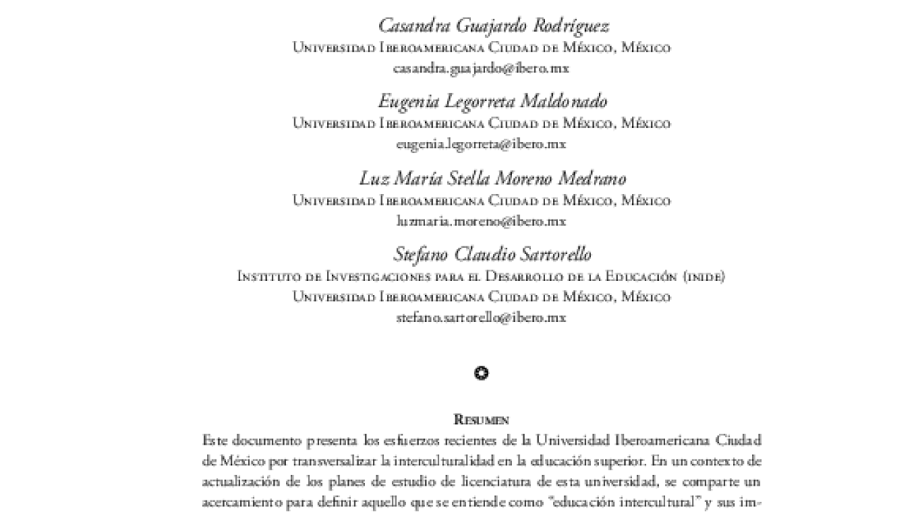 El enfoque intercultural en la Universidad Iberoamericana Ciudad de Mexico