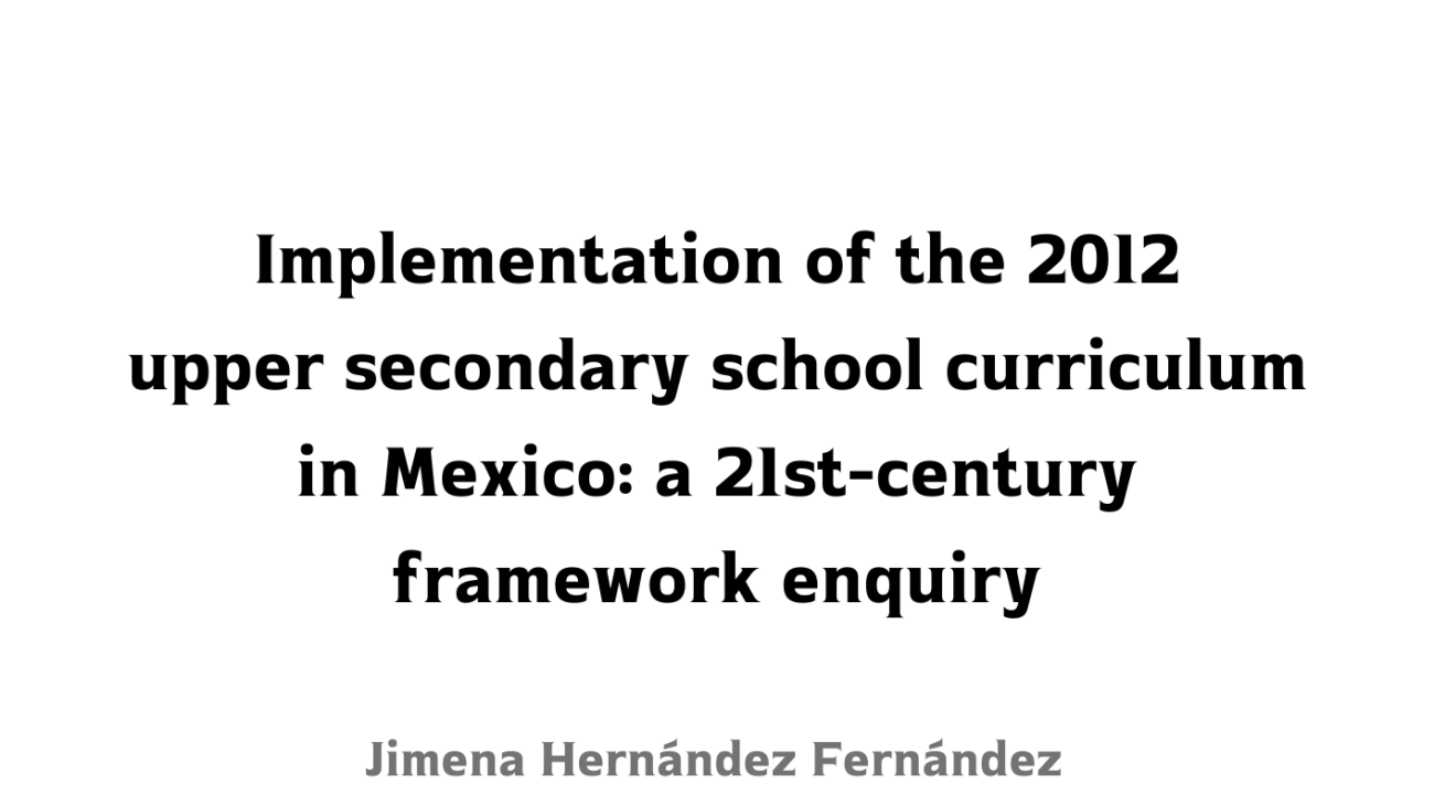 Implementation of the 2012 upper secondary school curriculum